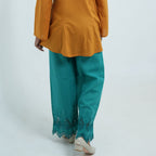 Teal Green Embroidered Palazzo Pants