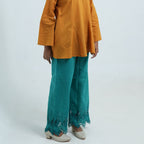 Teal Green Embroidered Palazzo Pants