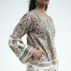 Sukoon printed knee length kurti for women with side pockets