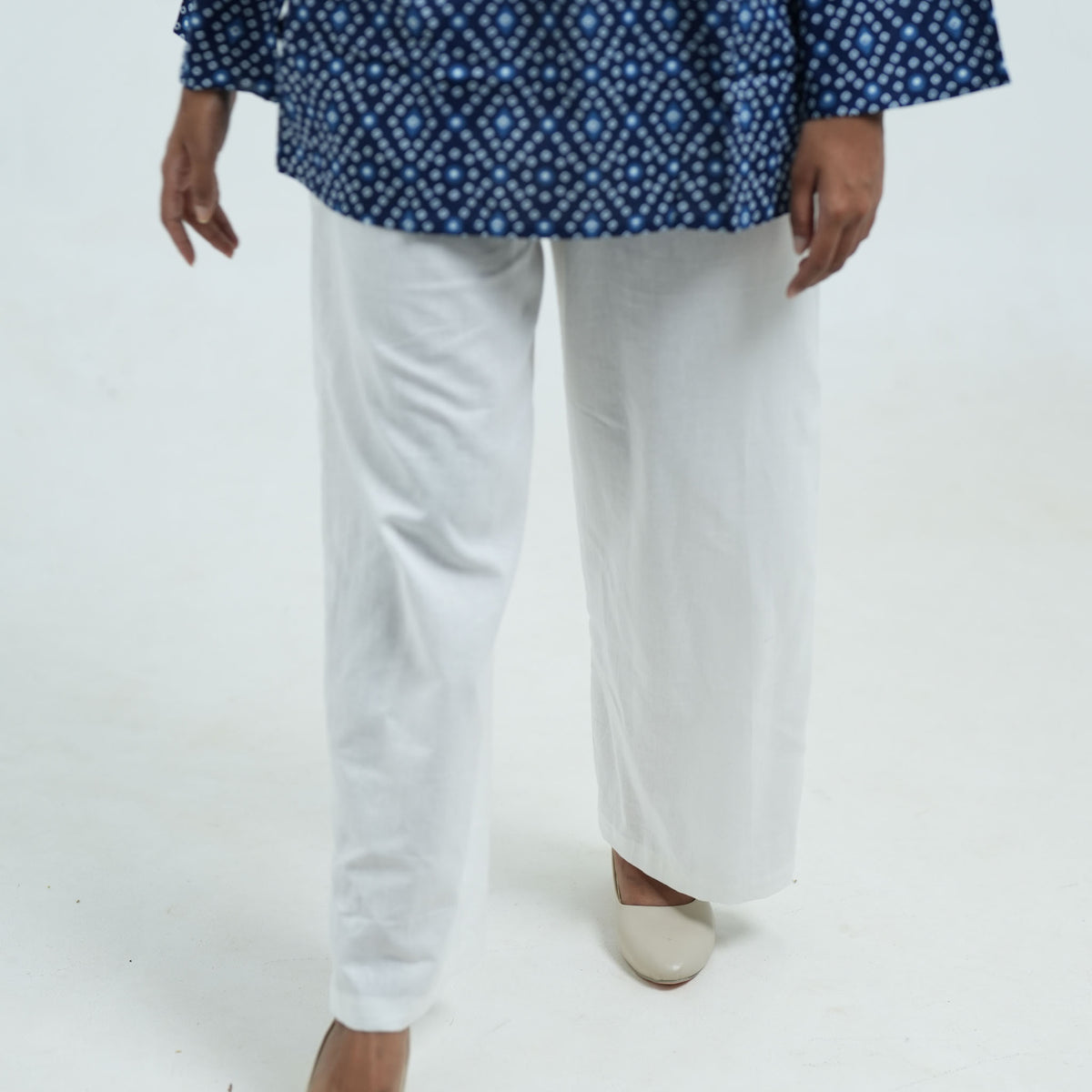 White Cotton Parallel Pants