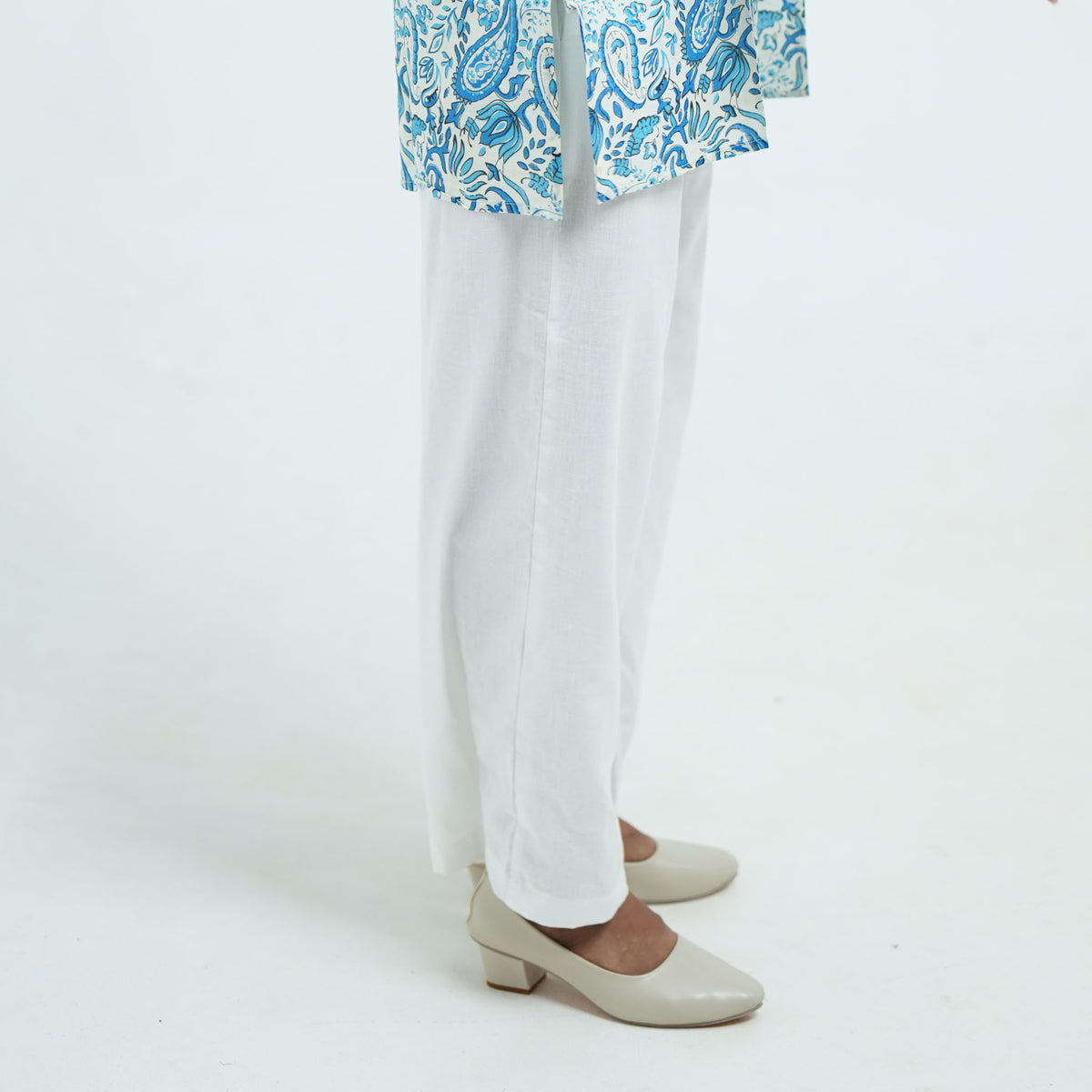 White Cotton Parallel Pants